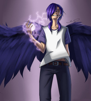 Purple hair man angel wings - daryush shokof free wallpaper for tablet