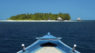 Boat island horizon lake scenery - don arday free wallpaper