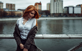 Red haired woman water city 2 - artur tarnowski free wallpaper for desktop