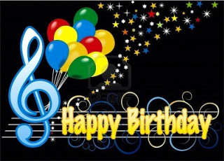 Birthday card balloons treble music - a birthday card free wallpaper