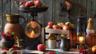 Harvest vibrant stilllife fruit basket - fall vibrancy free wallpaper