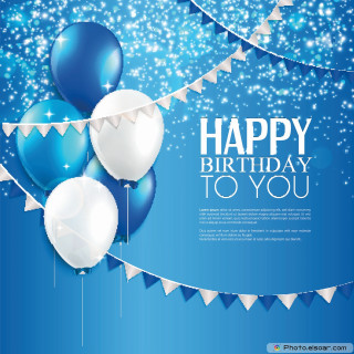 Birthday card balloons streamers blue 2 - free happy birthday wallpaper for tablet