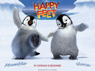 Penguins dancing snow happyfeet sign - chinese free wallpaper