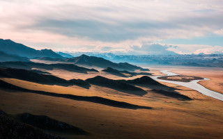 Desert river mountains cloudy sky 2 - landscape free wallpaper