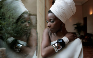 Afrofuturism woman white dress turban - dulah marie evans free wallpaper for desktop