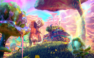 Colorful landscape horse train psychedelic 2 - psychedelic art free wallpaper for desktop