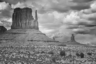 Desert mountain clouds monochrome landscape - ansel adams free wallpaper