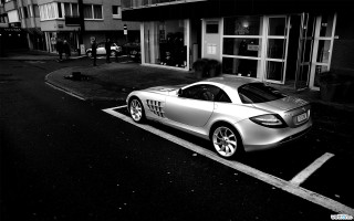 Silver sports car parking building 2 - a parking meter free wallpaper