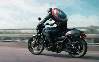 Man motorcycle captain america helmet - the back of the motorcycle free wallpaper