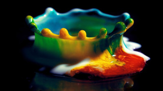 Colorful bowl toothbrush meltedpaint fire - macro art free wallpaper