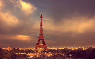 Tower sky clouds paris cityscape - a few person free wallpaper
