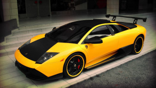 Yellow black sports car parking 3 - a black roof free wallpaper