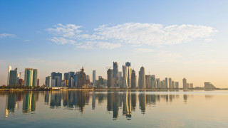 City skyline reflection lake sunset 2 - daren bader free wallpaper