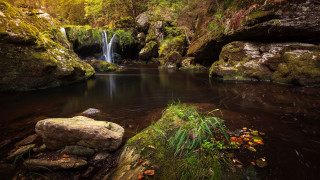 Small waterfall rocky stream forest - a small waterfall free wallpaper