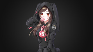 Black hoodie bunny ears anime - a black hoodie free wallpaper