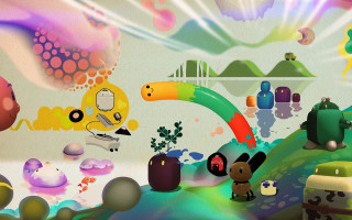 Colorful landscape bird bear rainbow - game art free wallpaper