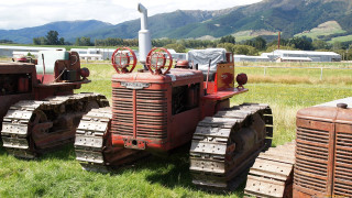 Farm tractors mountains fenced precisionism - hard surface free wallpaper for desktop