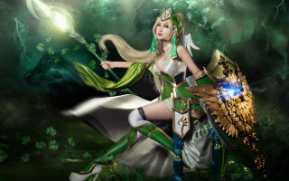 Fantasy woman sword shield glowing - a sword and a shield free wallpaper