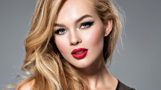 Red lipstick black dress photorealistic - airbrush free wallpaper