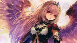 Girl angel wings purple background - a white angel free wallpaper