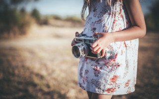Girl camera field sky dress - a girl holding free wallpaper