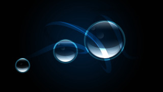 Blue black bubbles hologram swirls - free neon wallpaper