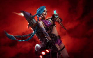 Blue haired sword woman cyberpunk - dada free wallpaper