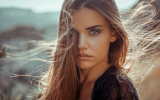 Woman long hair field wind 3 - anna maria barbara abesch free wallpaper