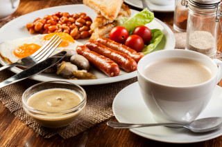 Plate food sausages eggs beans - egg free wallpaper