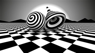 Black white ball checkered floor - bridget riley free wallpaper