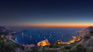 City bay night hilltop panorama - a hill top free wallpaper