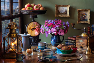 Still life vase flowers muffins - a vase of flowers free wallpaper