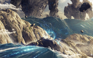 Mountain stream birds waterfall fantasy - a waterfall in the background free wallpaper