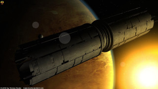 Space station sun shadow computer - science fiction free wallpaper