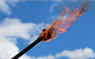 Fire blue sky clouds desert - a fire free wallpaper