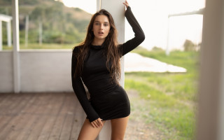 Elina karimova black dress wall - a black dress leaning against a wall free wallpaper