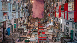 Tall building windows doors sky - dynamic perspective free wallpaper