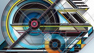 Colorful abstract geometric red circle - a red circle in the middle free wallpaper