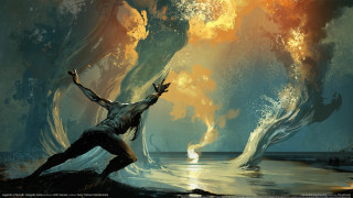 Woman wave magic fantasy fire - bastien lecouffedeharme free wallpaper