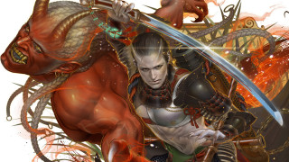 Woman sword demon fantasy digital - demonish free wallpaper