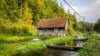 Small house river forest power 2 - cable wire free wallpaper