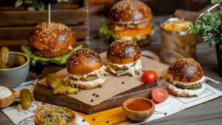 Table sandwiches pickles cuttingboard bowl - a cutting board next free wallpaper