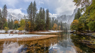 River forest mountains sky city - covered mountain free wallpaper