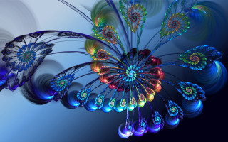 Colorful flower fractal blue black - fractal free wallpaper