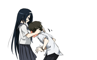 Black haired girl hug cartoon - girl free wallpaper