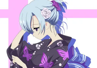 Woman blue hair flower in - blue free wallpaper for desktop