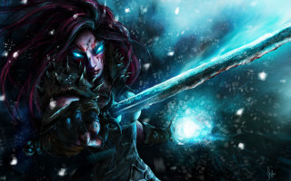 Snowy aurora fantasy warrior glowing - a snowy scene free wallpaper