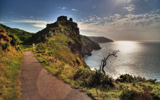 Ocean cliff path sunny mountain - a cliff free wallpaper