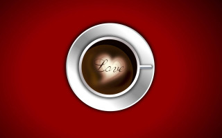 Coffee love cup red background - the word love free wallpaper for desktop