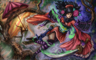 Flying woman sword armor fantasy - chen chi free wallpaper